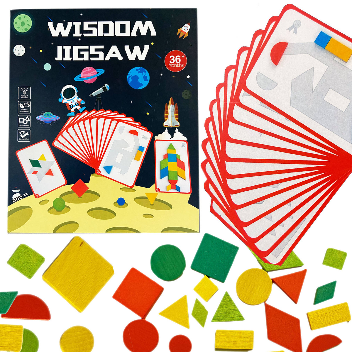 MONTESSORI DREWNIANE PUZZLE KARTY ZE WZORAMI UKŁADANKA EDUKACYJNA KLOCKI