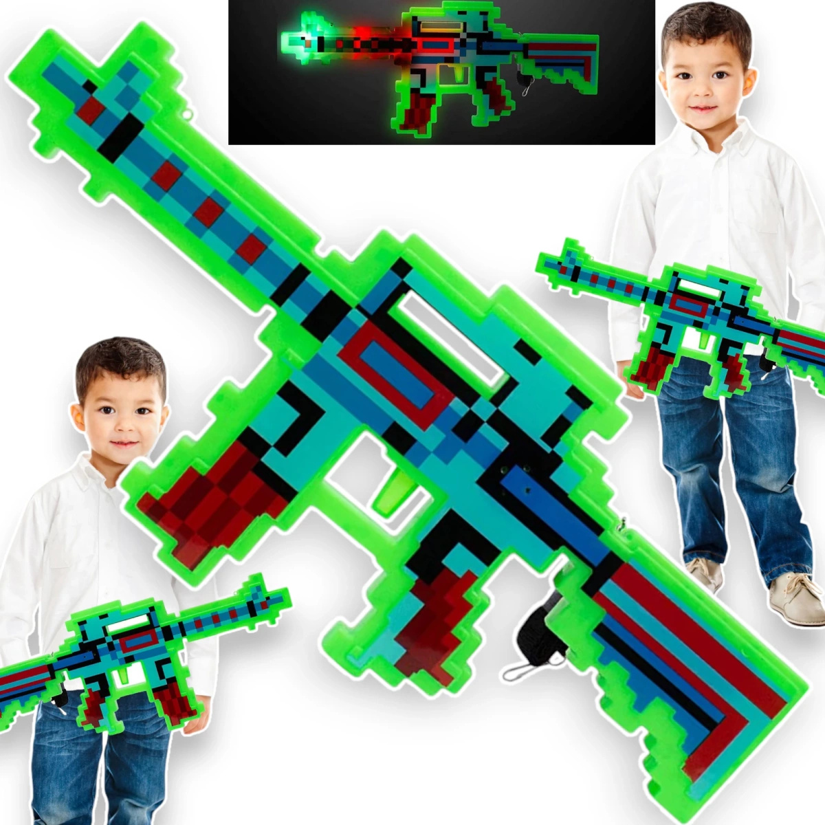 MINECRAFT KARABIN Z GRY DIAMENTOWY PISTOLET ŚWIECI LED DZWIĘK MUZYKA
