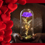 WIECZNA RÓŻA W SZKLE ŚWIECĄCA ŚWIECI LED FLOWERBOX BUKIET KWIATY NA PREZENT