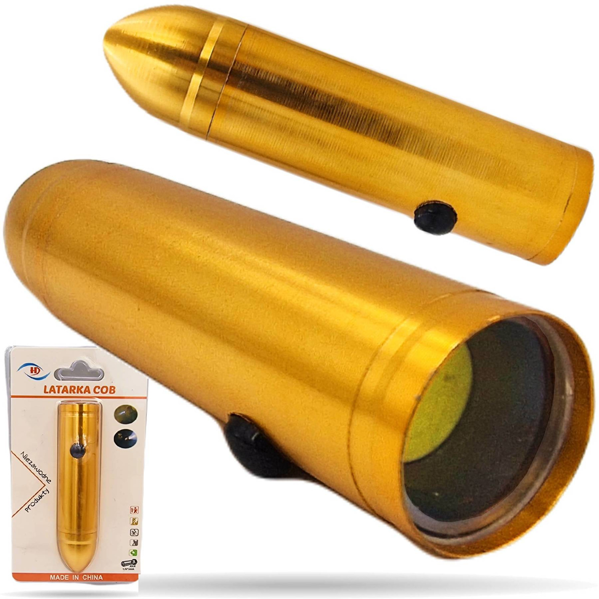 LATARKA COB KIESZONKOWA MINI DIODA LED 200M ALUMINIOWA 11CM KSZTAŁT NABOJU