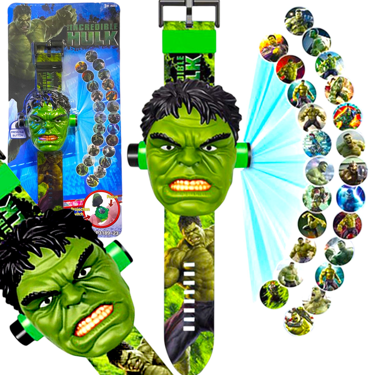 HULK ZEGAREK 3D LED Z PROJEKTOREM OBRAZKI ZDJĘCIA AVENGERS WYŚWIETLA OBRAZ