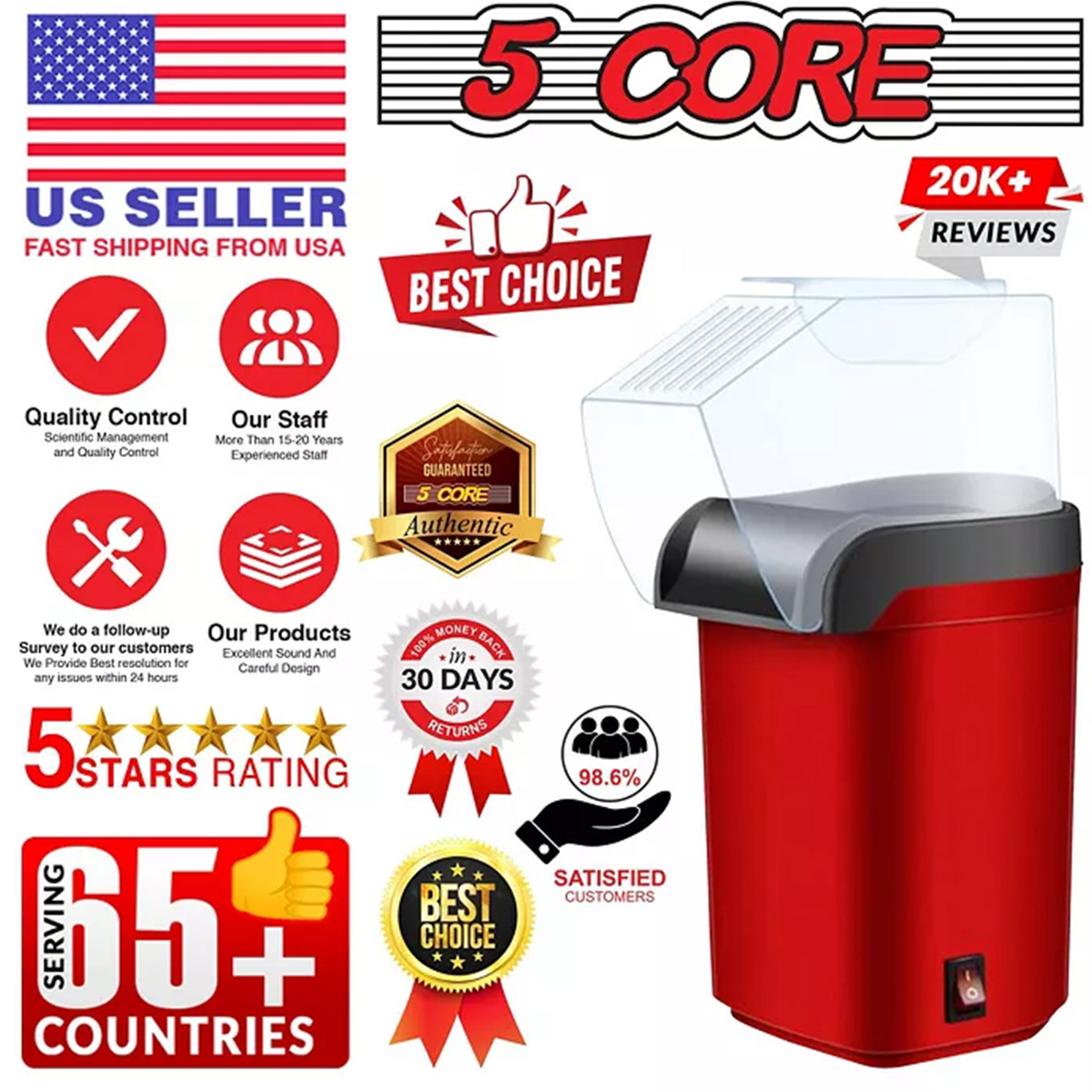 MASZYNA DO POPCORNU BEZTŁUSZCZOWA 1200W DO DOMU AUTOMAT URZĄDZENIE 230V