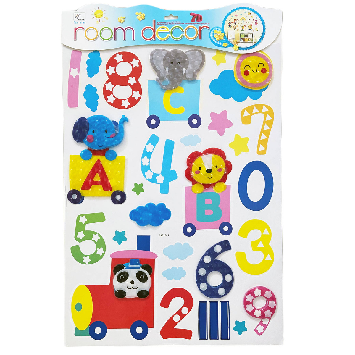 NAKLEJKI 3D NA ŚCIANĘ DLA DZIECI CYFERKI ZOO EDU OZDOBA POKOJU NA ŚCIANĘ