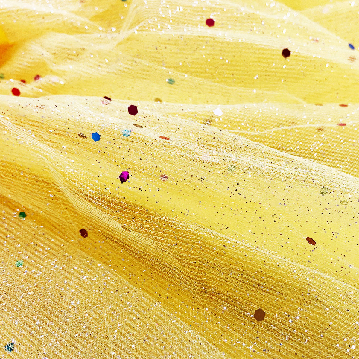 Tiulowa Spódniczka Żółta Błyszcząca 30cm