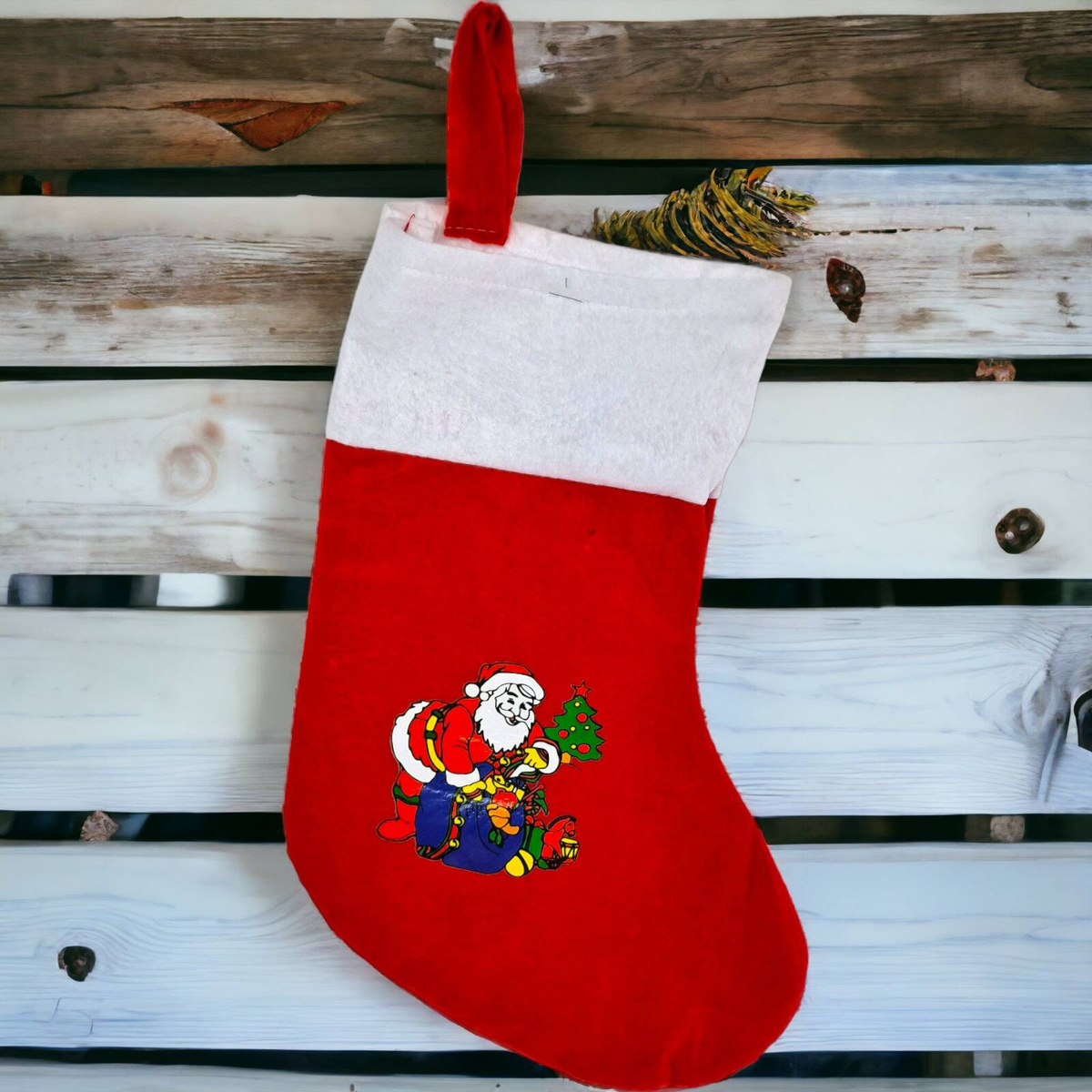 SKARPETA ŚWIĄTECZNA DEKORACYJNA NA PREZENTY NA KOMINEK MIKOŁAJKI