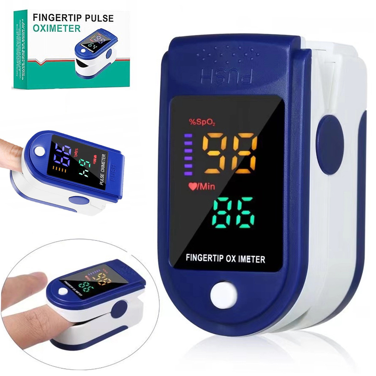 PULSOMETR POMIAR MONITOR TĘTNA NA PALEC PULSOKSYMETR LED DUŻY WYŚWIETLACZ