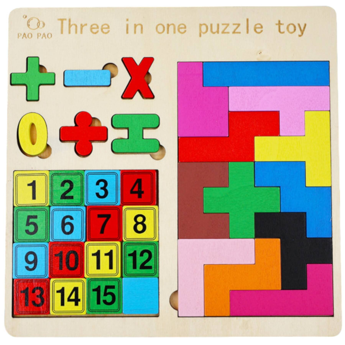 ZABAWKA EDUKACYJNA DREWNIANE PUZZLE TETRIS TABLICZKA MNOŻENIA 3w1 CYFERKI