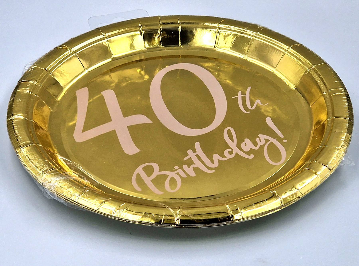 6x TALERZYKI PAPIEROWE ZŁOTE 40 URODZINY ZESTAW EKOLOGICZNE