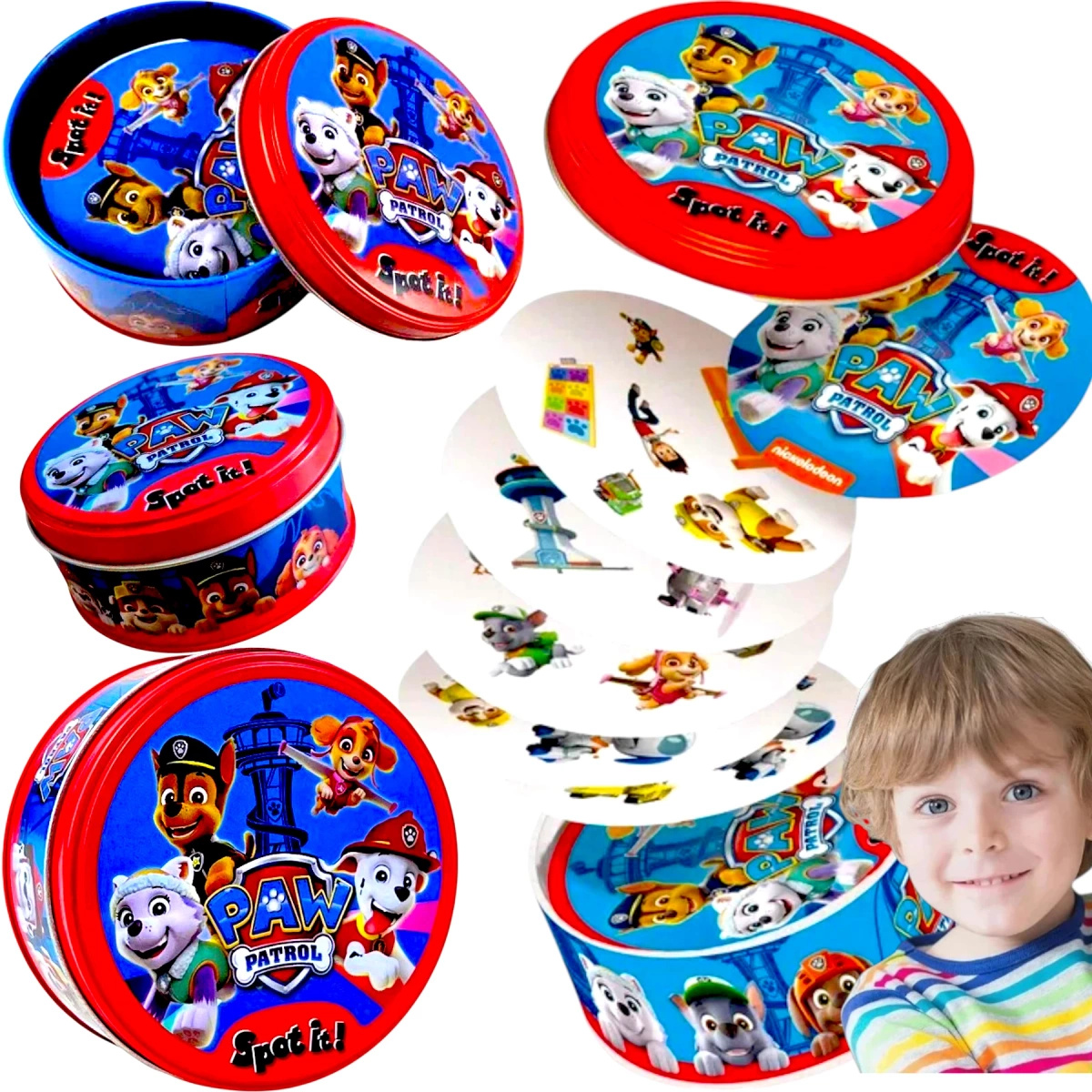 PSI PATROL DOBBLE GRA KARCIANA RODZINNA SPOT IT! 30 KART METALOWA PUSZKA