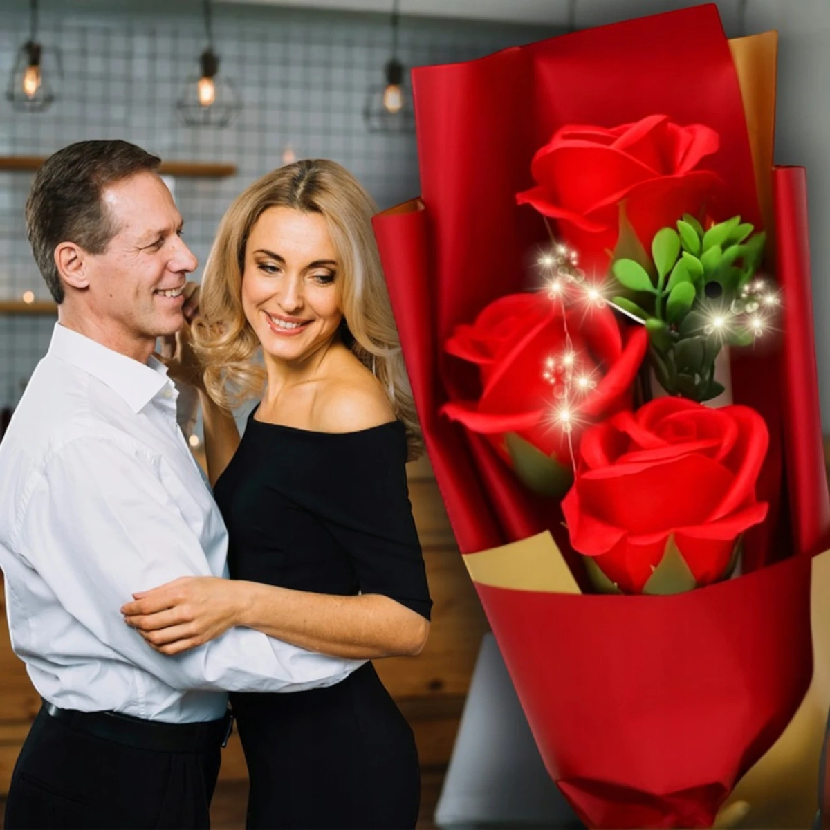 WIECZNA RÓŻA W PUDEŁKU ŚWIĘCĄCA FLOWER BUKIET RÓŻ NA PREZENT NA DZIEŃ MATKI