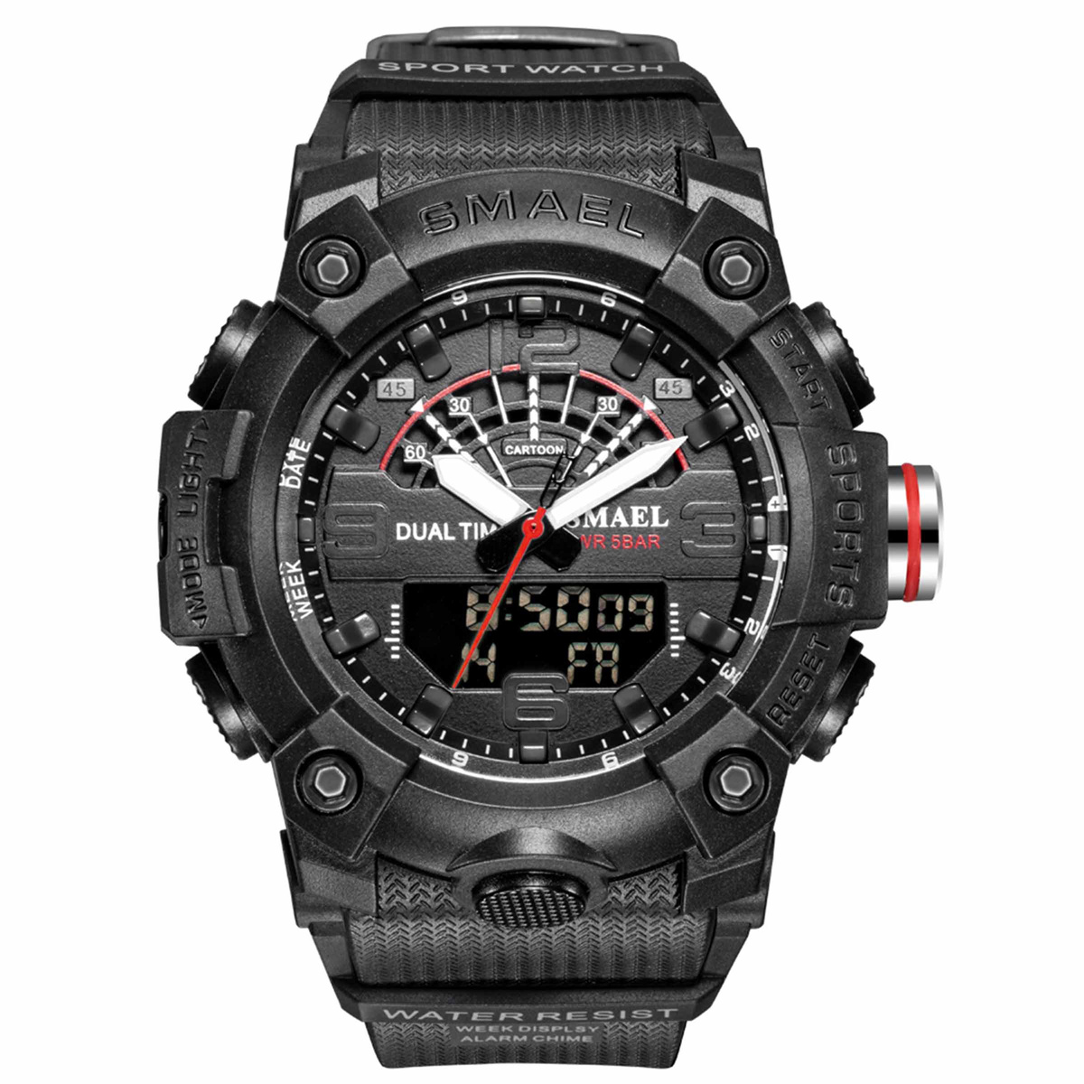 MODNY MĘSKI SPORTOWY ZEGAREK SMAEL STOPER BUDZIK MOCNY WODOODPORNY KOLORY