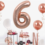 BALON FOLIOWY CYFRA 6 SZEŚĆ ROSE GOLD URODZINOWY NA URODZINY JUBILEUSZ 40cm