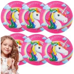 TALERZYKI NA URODZINY IMPREZĘ 24cm JEDNOROŻEC 6szt PAPIEROWE EKOLOGICZNE