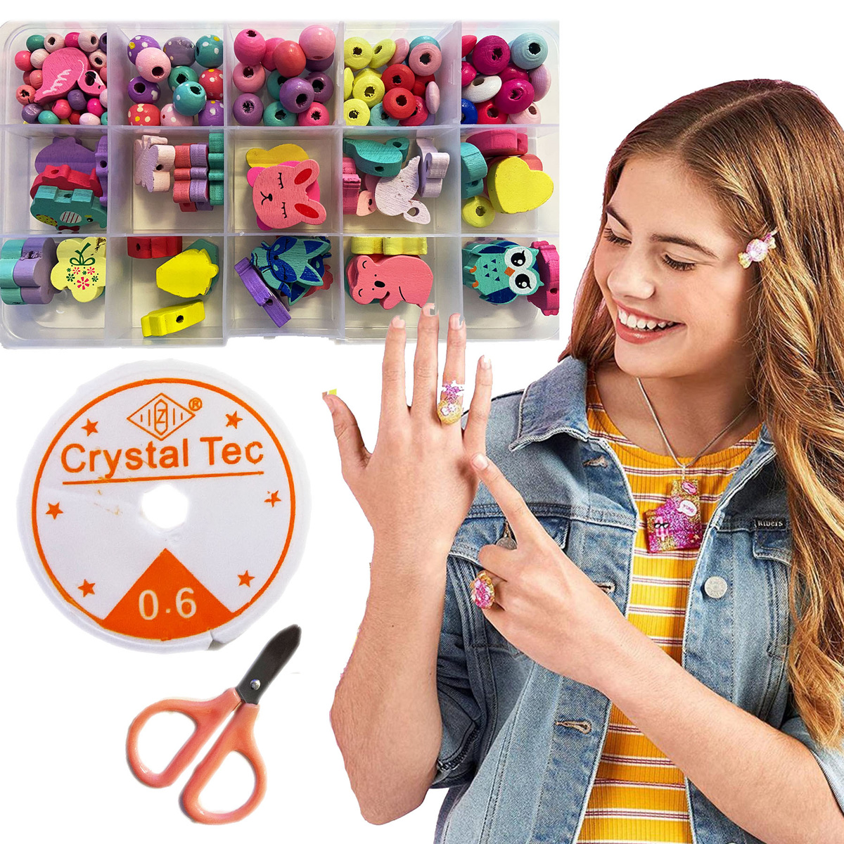 KREATYWNY ZESTAW KORALIKÓW DO TWORZENIA BRANSOLETEK OPASEK + AKCESORIA DIY