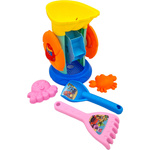 ZESTAW ZABAWEK DO ZABAWY W PIASKU 5w1 MŁYNEK GRABKI ŁOPATA FOREMKI NA PLAŻĘ