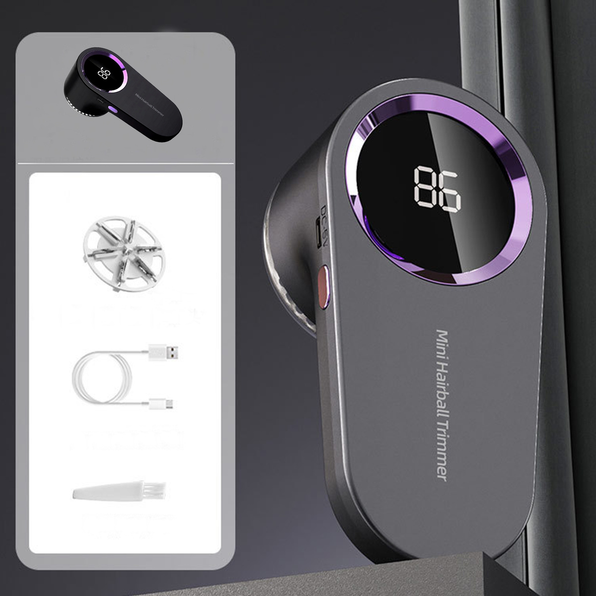 MOCNA GOLARKA DO UBRAŃ AKUMULATOROWA USB ELEKTRYCZNA DO SWETRÓW WYŚWIETLACZ