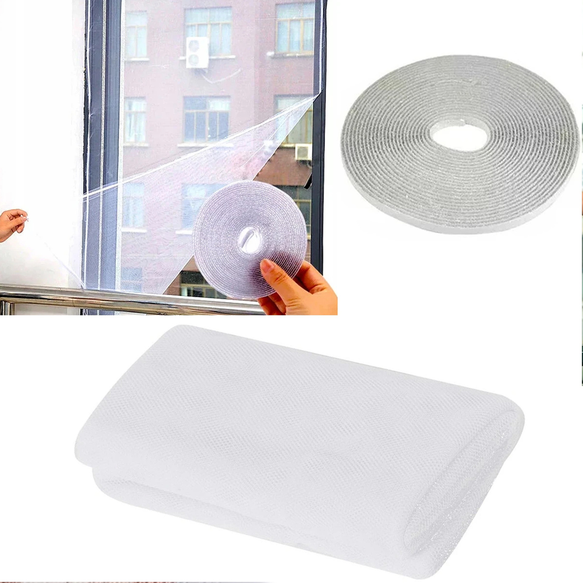 MOSKITIERA SIATKA NA OKNO OWADY KOMARY BIAŁA 150x130 CM MOCNA + RZEP