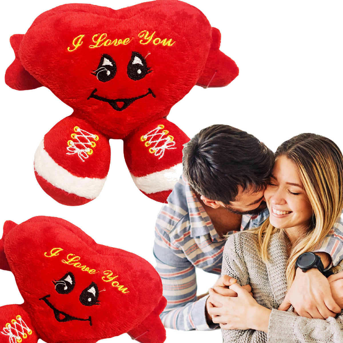 PLUSZOWE SERCE MASKOTKA W KSZTAŁCIE SERCA PRZYTULANKA I LOVE YOU NA PREZENT