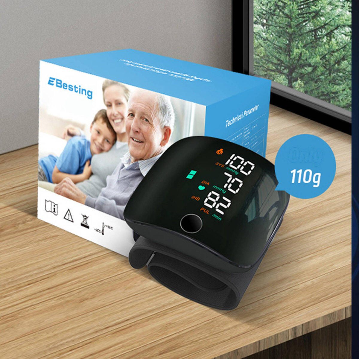 CIŚNIENIOMIERZ NADGARSTKOWY MÓWI ARYTMIA  ELEKTRONICZNY ETUI AKUMULATOR 