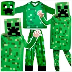 MINECRAFT – STRÓJ DLA DZIECKA CREEPER ROZMIAR S (110-120) KOSTIUM NA BAL DLA CHŁOPCA GADŻETY DLA GRACZY